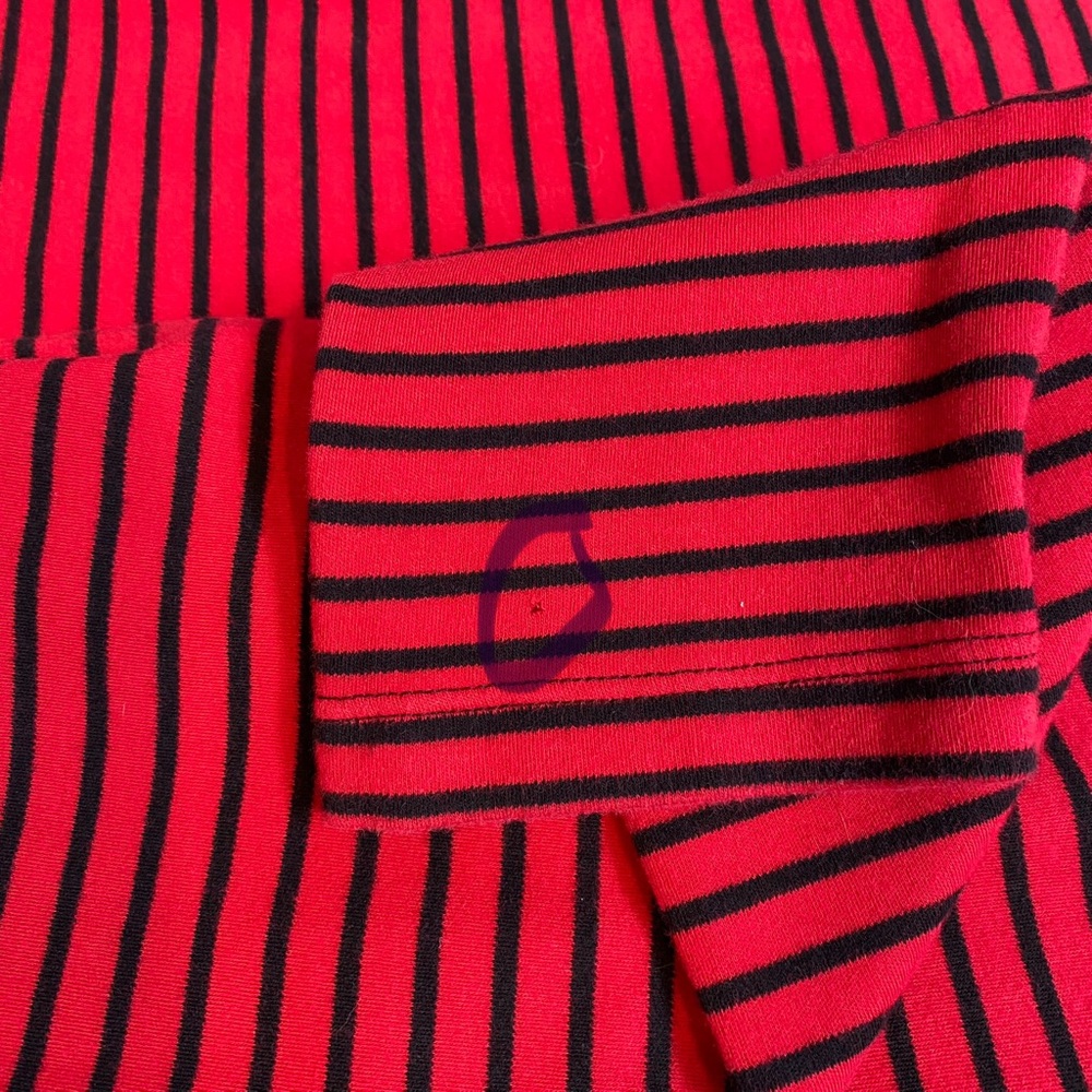 Kim Rogers Women's Large Red & Black Striped long sleeve cotton Turtleneck top - Picture 5 of 5